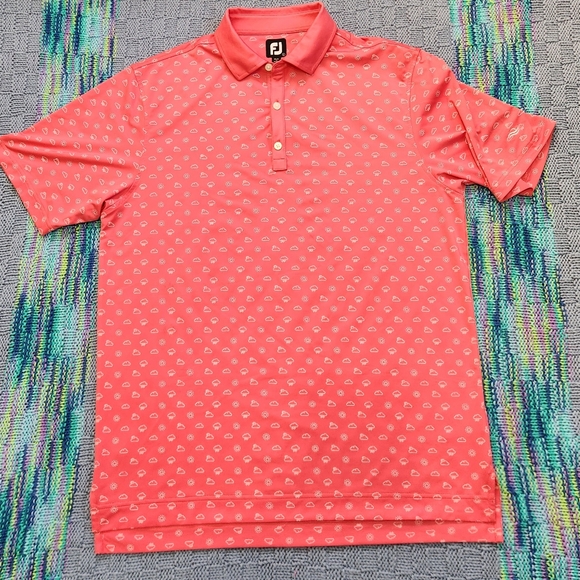 Footjoy Polo Shirt Mens Large Red Storms  Sun Golf Performance Athletic - Picture 1 of 6